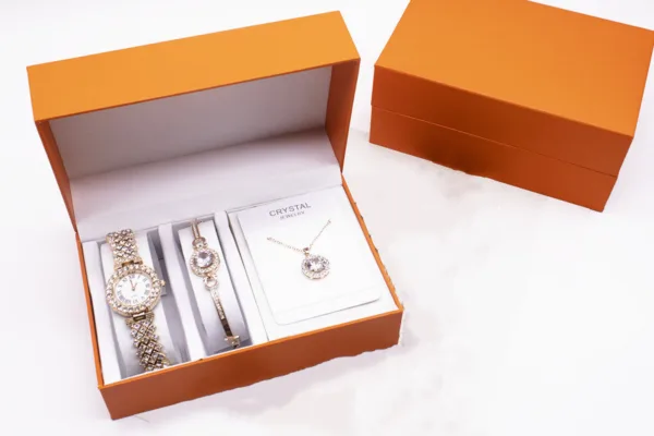 3 piece rhinestone watch set with bracelet and necklace - Image 5