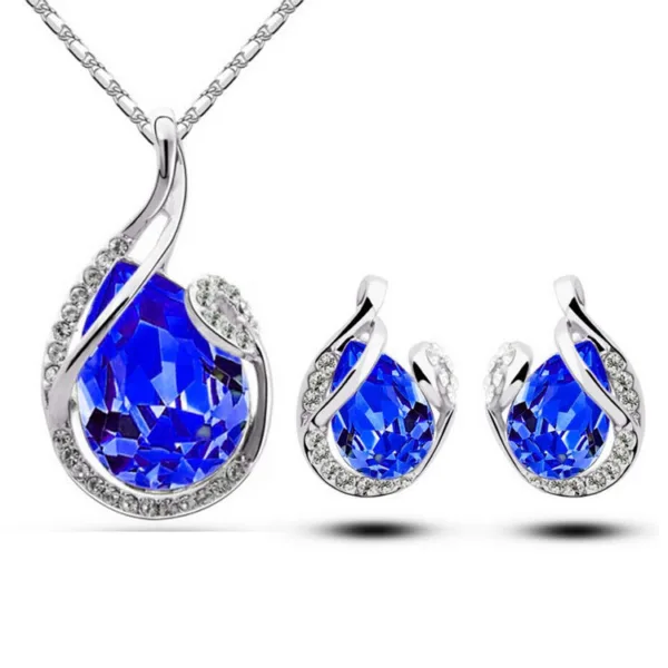 3pcs rhinestone necklace set with earrings fashion water drop shaped jewelry for women valentines day - Image 4