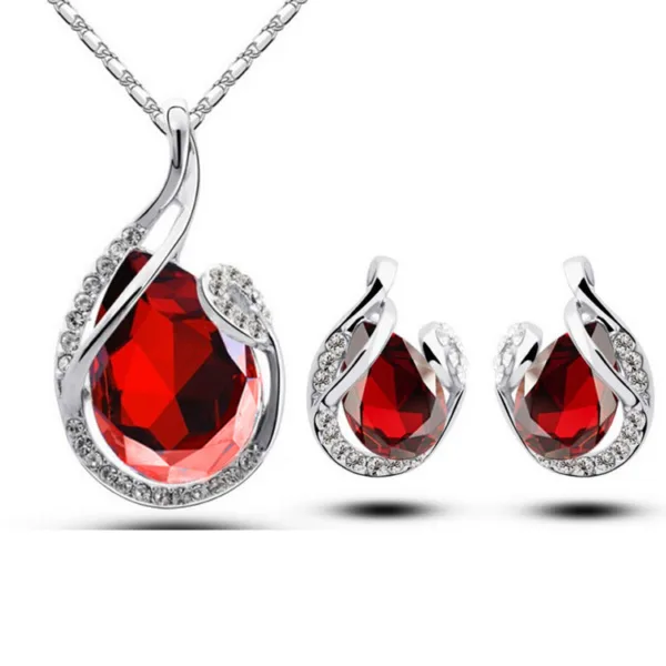 3pcs rhinestone necklace set with earrings fashion water drop shaped jewelry for women valentines day - Image 6