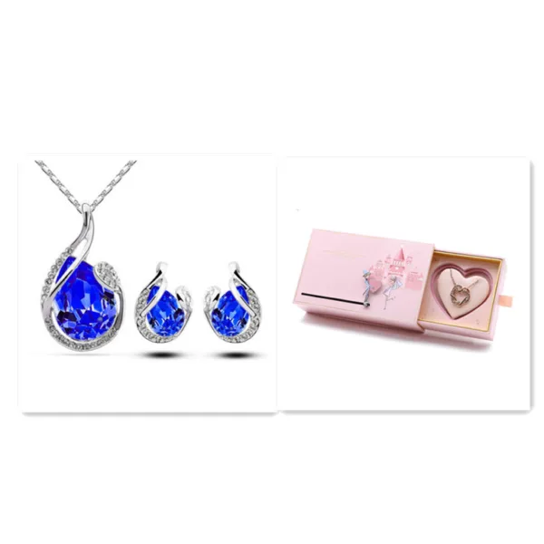 3pcs rhinestone necklace set with earrings fashion water drop shaped jewelry for women valentines day - Image 7