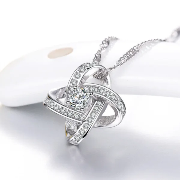 925 sterling silver necklace for women forever heart aaa zircon mosaic necklaces pendants gift - Image 3