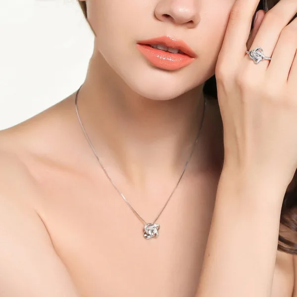 925 sterling silver necklace for women forever heart aaa zircon mosaic necklaces pendants gift - Image 4