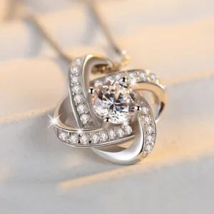 925 sterling silver necklace for women forever heart aaa zircon mosaic necklaces pendants gift