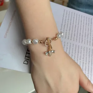 classic fashion natural stone pearl pendant bracelet for woman exquisite new lucky cuff bracelet anniversary gift luxury jewelry