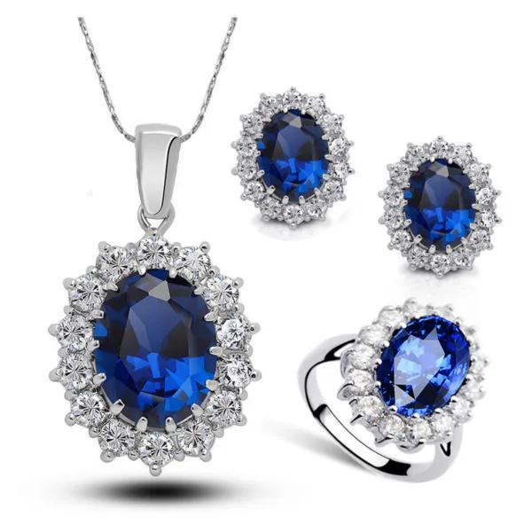 crystal jewelry bridal necklace earrings ring jewelry set - Image 5