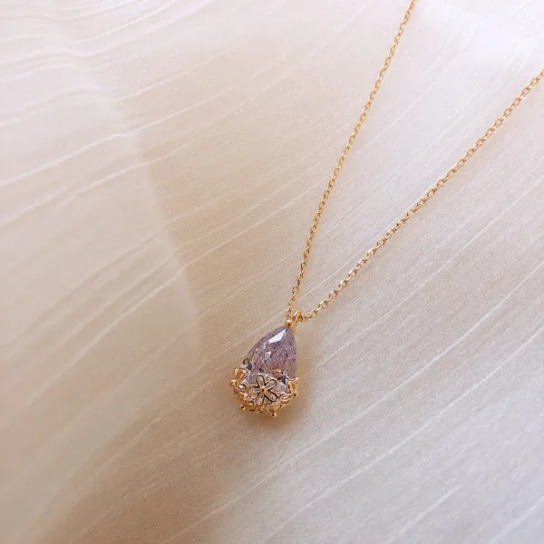 crystal water drop pendant necklace womens fine jewelry adjustable short accessories jewelry gift