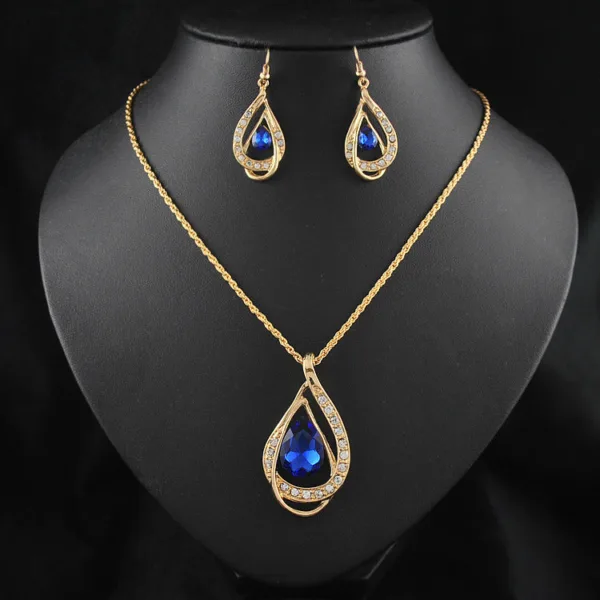 double drop crystal set necklace earrings - Image 3