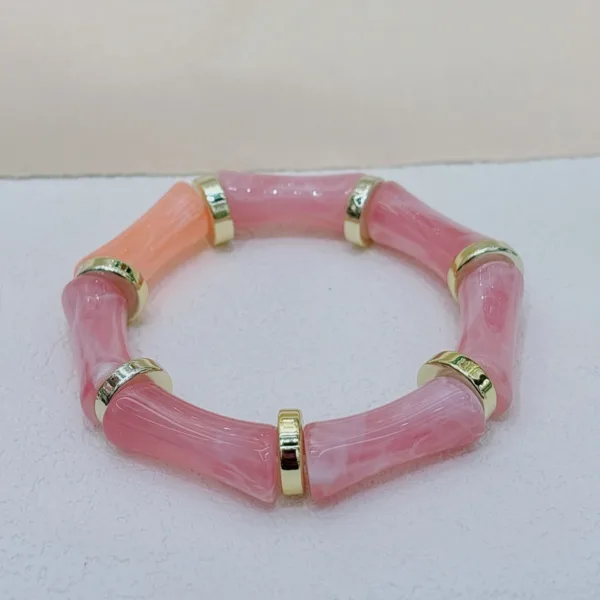 european and american bamboo tube beads womens fashion colored beads acrylic bracelet - Image 7