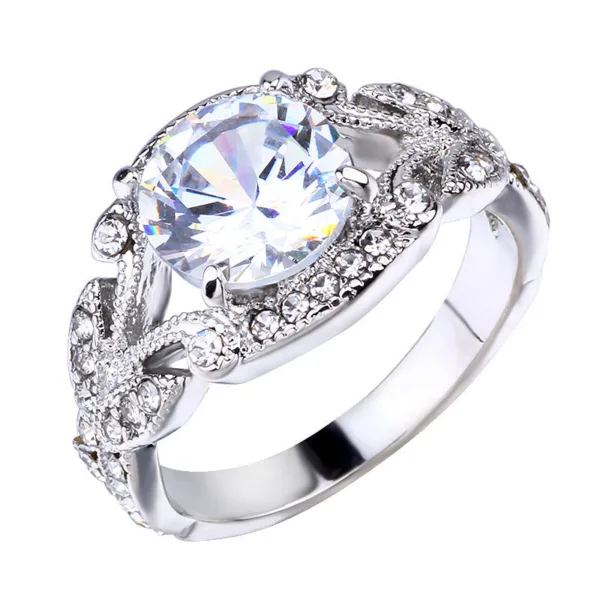 european and american princess rings diamond rings tree leaf engagement rings - Image 3