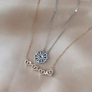 explosive style detachable deformed four leaf clover necklace for women a multi wearing zircon small love short clavicle chain