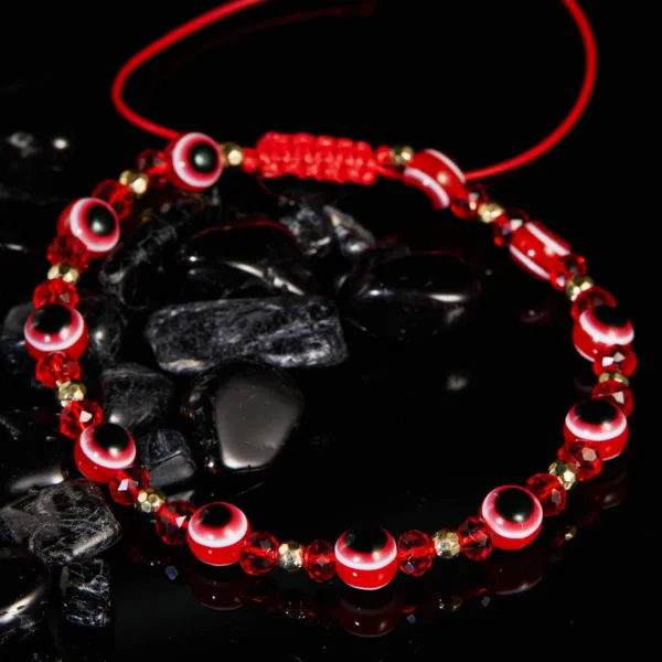 eye crystal bead pull adjustable bracelet - Image 2