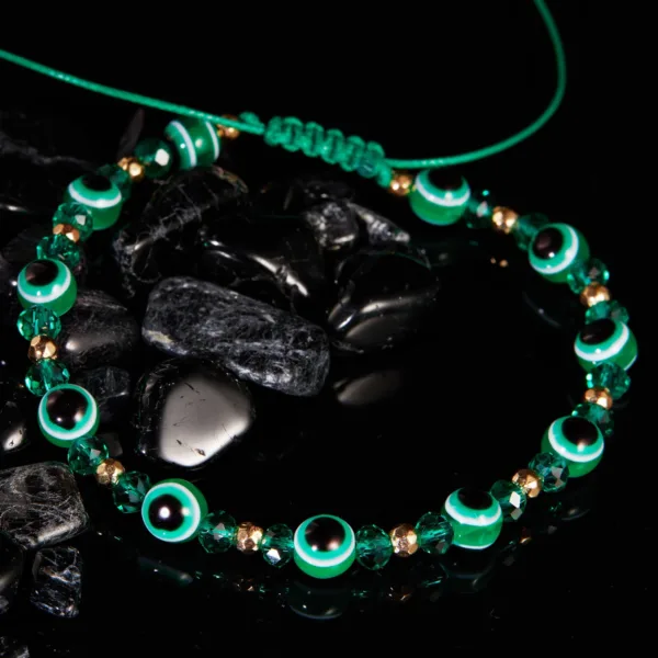 eye crystal bead pull adjustable bracelet - Image 4