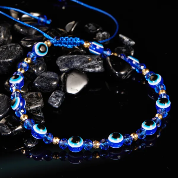 eye crystal bead pull adjustable bracelet - Image 5