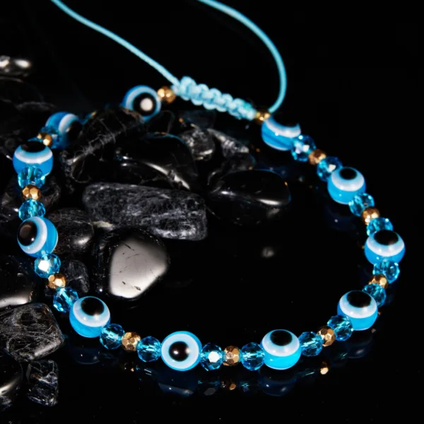 eye crystal bead pull adjustable bracelet - Image 7