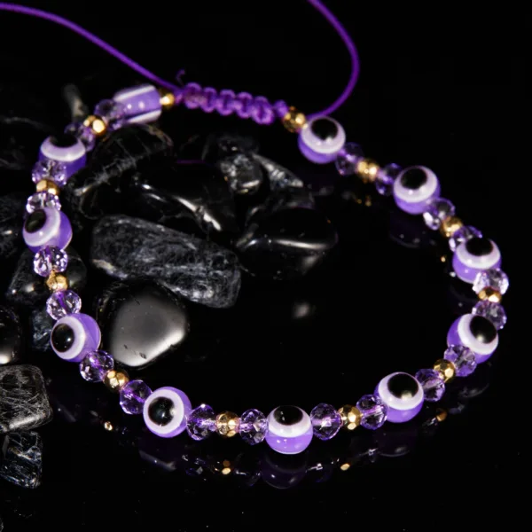 eye crystal bead pull adjustable bracelet - Image 8