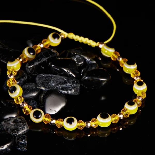 eye crystal bead pull adjustable bracelet - Image 9