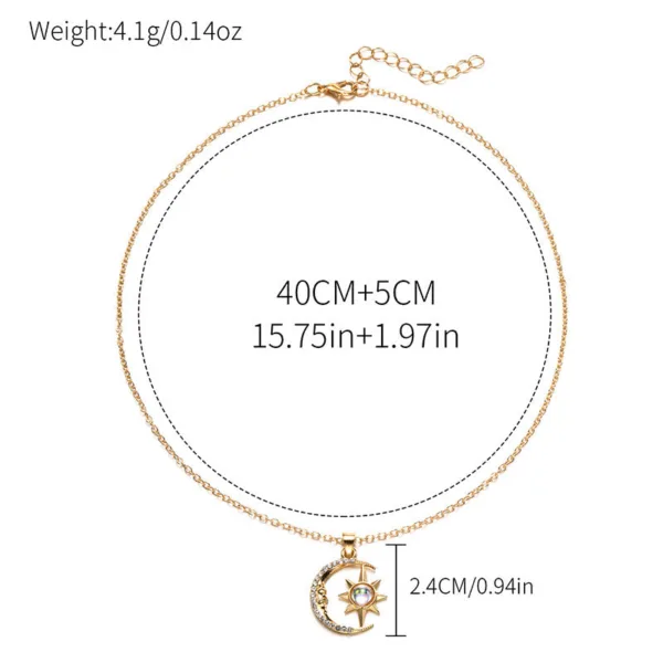 fashion jewelry fashion moon star zircon pendant necklace stainless steel light luxury choker jewelry party gifts for women girls - Image 7