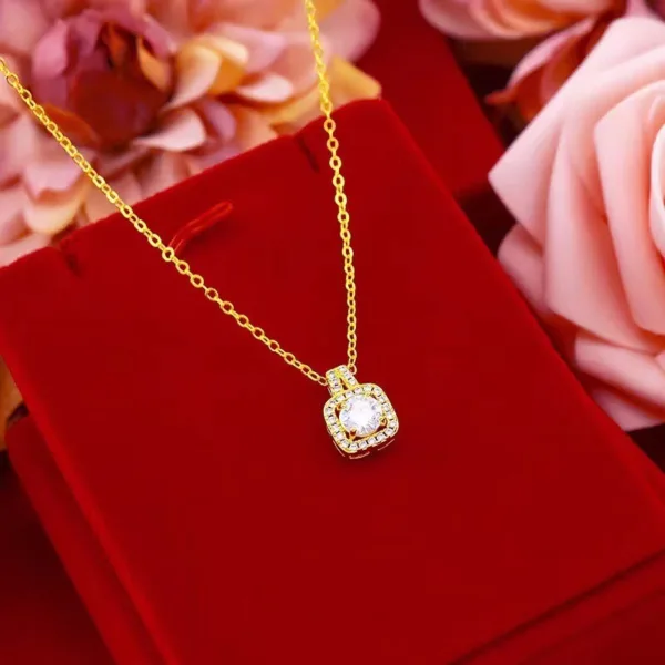 fashion jewelry set zircon gem pendant chain choker necklace for women gold color stud earring statement wedding ring - Image 3