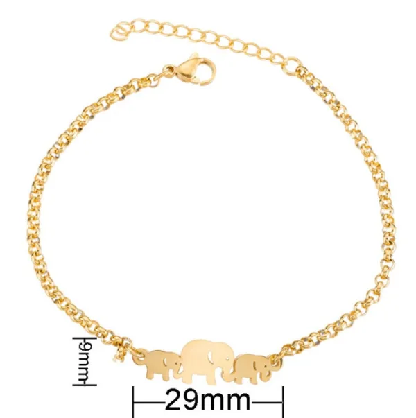 gold color charms bracelet femme stainless steel women jewelry lucky origami elephant bracelets friendship gifts - Image 2