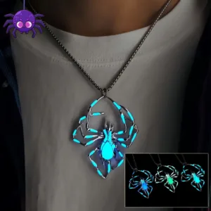 halloween creative stereo luminous spider necklace jewerly glowing night fluorescence antique vintage glow in the dark for men women gift party halloween day club