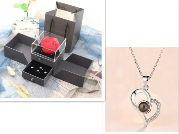 hot valentines day gifts metal rose jewelry gift box necklace for wedding girlfriend necklace gifts - Image 20