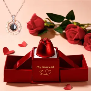 hot valentines day gifts metal rose jewelry gift box necklace for wedding girlfriend necklace gifts