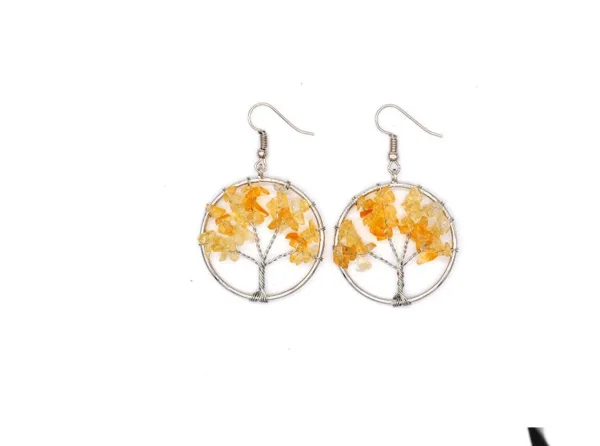 natural crystal crushed stone tree wishing tree earrings crystal tree earrings jewelry - Image 2