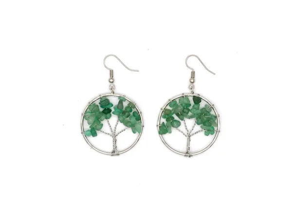 natural crystal crushed stone tree wishing tree earrings crystal tree earrings jewelry - Image 4