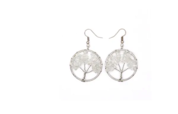 natural crystal crushed stone tree wishing tree earrings crystal tree earrings jewelry - Image 10