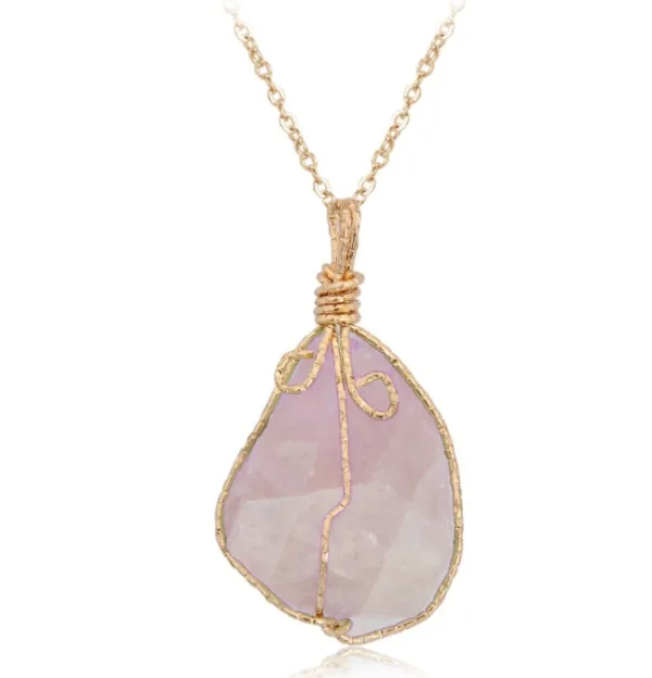 natural stone pendant irregular crystal rough necklace - Image 3