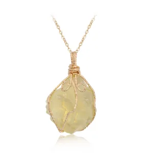 natural stone pendant irregular crystal rough necklace