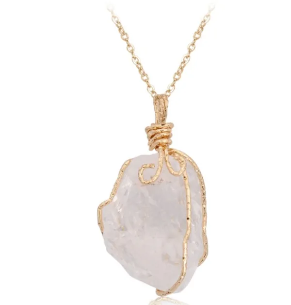 natural stone pendant irregular crystal rough necklace - Image 8