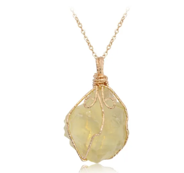 natural stone pendant irregular crystal rough necklace - Image 10