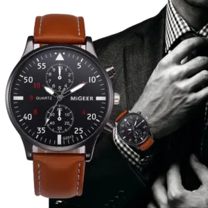 retro design leather band watches men top brand relogio masculino new mens sports clock analog quartz wrist watches