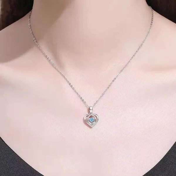 s925 beating heart shaped necklace women luxury love rhinestones necklace jewelry gift for valentines day - Image 3