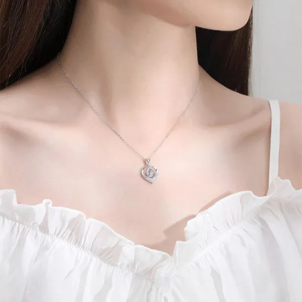 s925 beating heart shaped necklace women luxury love rhinestones necklace jewelry gift for valentines day - Image 5