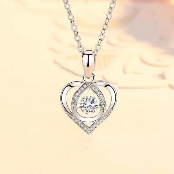 s925 beating heart shaped necklace women luxury love rhinestones necklace jewelry gift for valentines day - Image 7