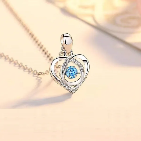 s925 beating heart shaped necklace women luxury love rhinestones necklace jewelry gift for valentines day - Image 8