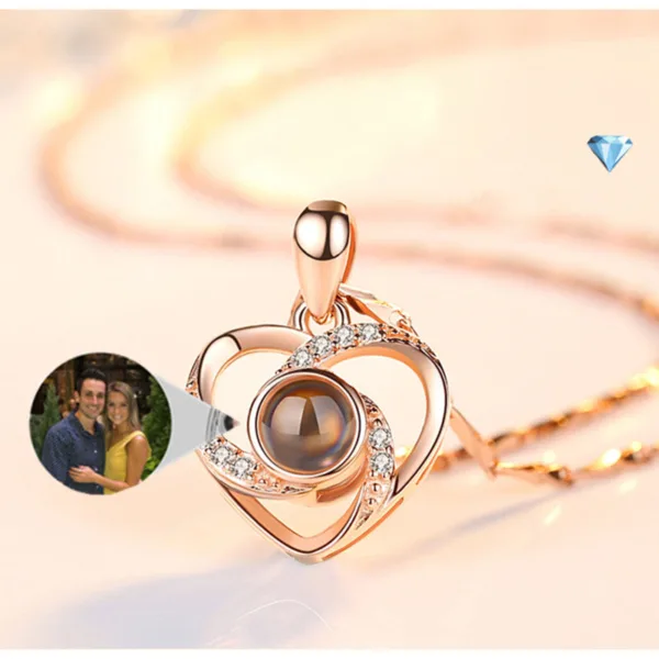 s925 silver romantic colorful photo projection necklace heart shaped pendant necklace - Image 2