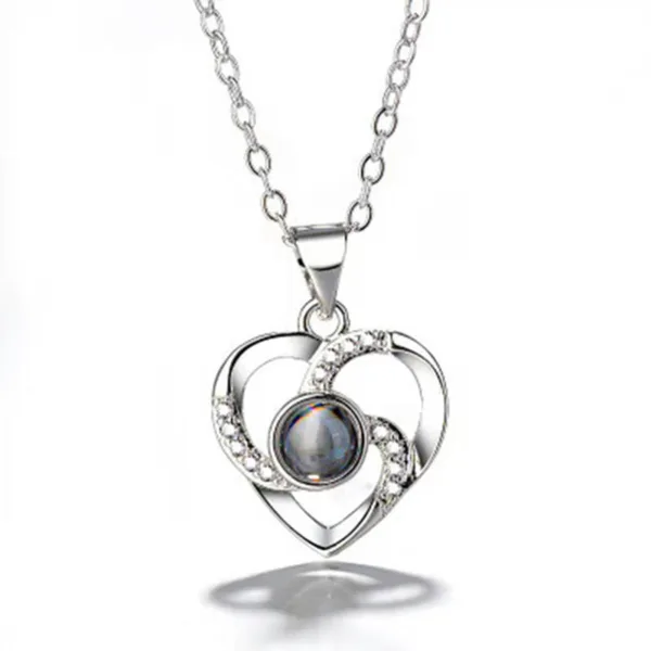 s925 silver romantic colorful photo projection necklace heart shaped pendant necklace - Image 5