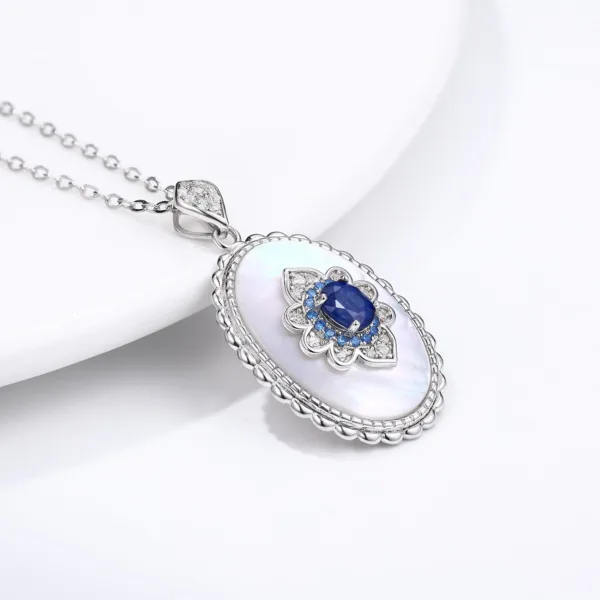 sapphire diamond pendant 925 sterling silver party wedding pendants chain necklace for women charm jewelry - Image 2