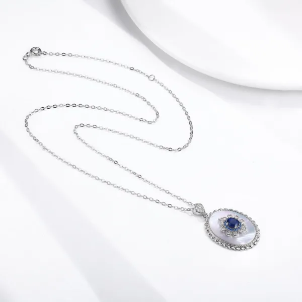 sapphire diamond pendant 925 sterling silver party wedding pendants chain necklace for women charm jewelry - Image 3