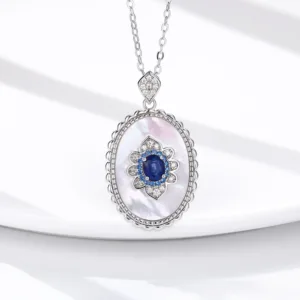 sapphire diamond pendant 925 sterling silver party wedding pendants chain necklace for women charm jewelry