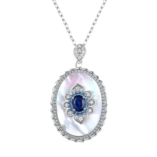 sapphire diamond pendant 925 sterling silver party wedding pendants chain necklace for women charm jewelry - Image 5