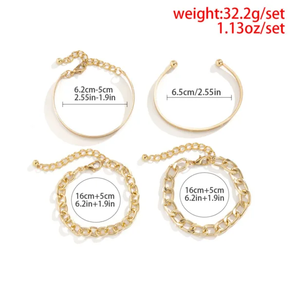 simple and smooth c shaped hollow chain bracelet set - Image 4