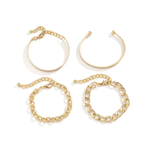 simple and smooth c shaped hollow chain bracelet set - Image 5