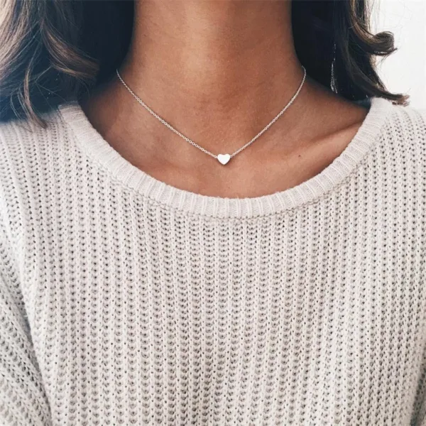 simple fashion gold color double sided love pendant necklaces clavicle chains necklace women jewelry valentines day gift - Image 4