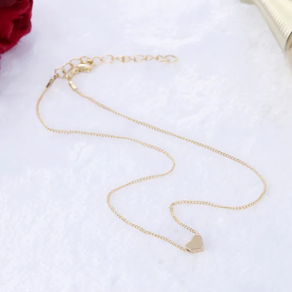 simple fashion gold color double sided love pendant necklaces clavicle chains necklace women jewelry valentines day gift - Image 5