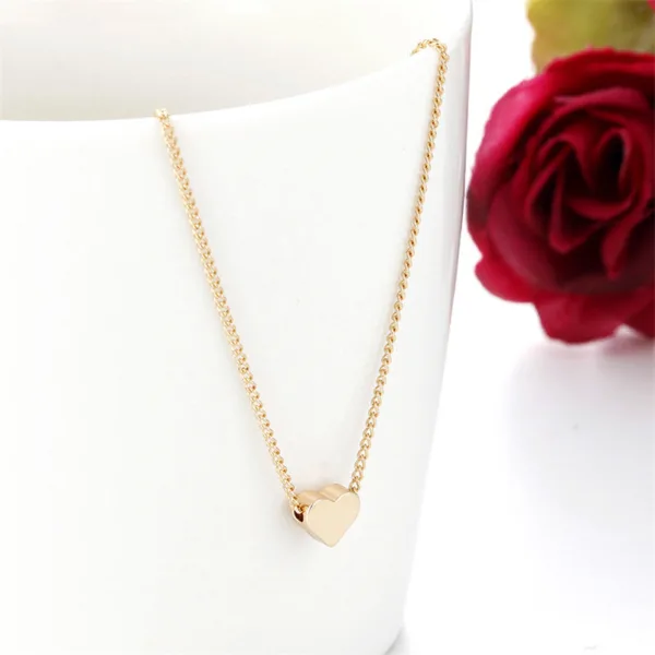 simple fashion gold color double sided love pendant necklaces clavicle chains necklace women jewelry valentines day gift - Image 8