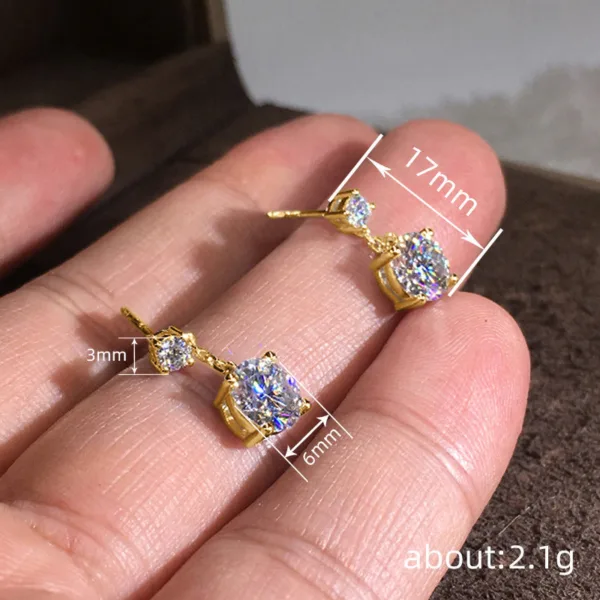 simple geometric zircon earrings for women - Image 3